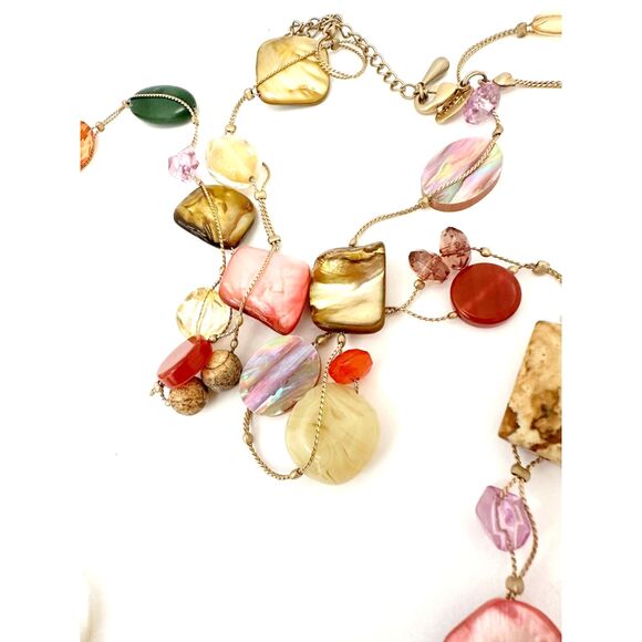 Lia Sophia Beaded Gemstone Necklace Boho Earthy Colors - Picture 6 of 6